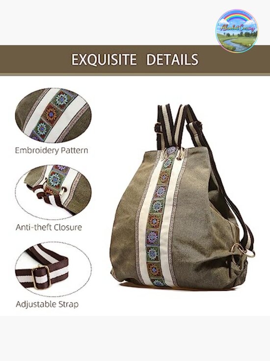 Canvas Backpack Daypack Casual Shoulder Bag Heavy-duty Anti-theft Travel
